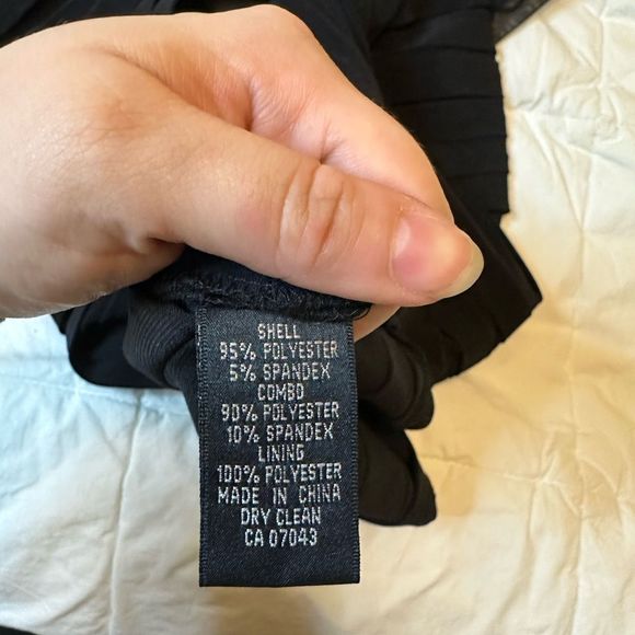 Adrianna Papell women's dress mini ruffles pleated 3/4 sleeve black mesh top - Picture 8 of 15